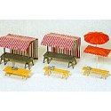 Market Stalls & Sunshades, HO, Preiser Kg 17500