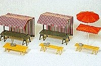Market Stalls & Sunshades, HO, Preiser Kg 17500
