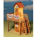 2-Story PC Outhouse - Kit (Laser-Cut Wood) -- Includes Signage 1-5/8 x 15/16 x 2-1/4′, HO, GCLaser 1282