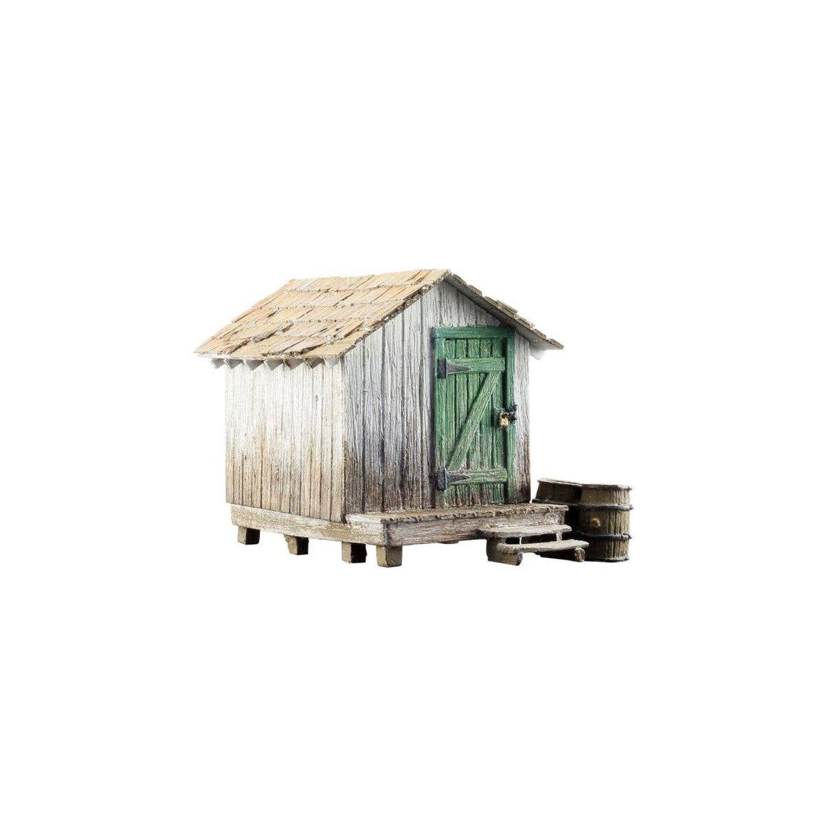 Wood Shack - Built-&-Ready(R) Landmark Structures(R) -- Assembled - 1-15/32 x 1 x 1-3/8′ 3.7 x , HO, Woodland Scenics 5058