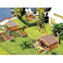 Set of 3 Summer Houses -- 1-1/4 x 1-13/32 x 3/4` - 27/32 x 13/16 x 11/16` & 1 x 27/32 x 11/16`, N, Faller Gmbh 232209