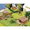 Set of 3 Summer Houses -- 1-1/4 x 1-13/32 x 3/4` - 27/32 x 13/16 x 11/16` & 1 x 27/32 x 11/16`, N, Faller Gmbh 232209