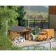 Milk Bar -- Laser-Cut Wood Kit - 1-3/4 x 1-5/8 x 1-5/16′ 4.4 x 4.2 x 3.3cm, HO, Busch Gmbh & Co Kg 1982