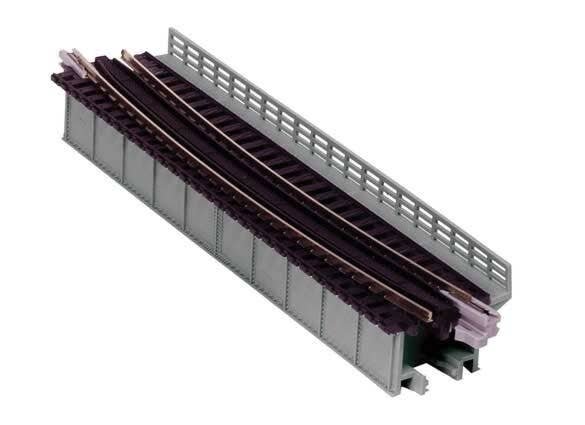 Single-Track Curved Deck-Girder Bridge, Code 80 Track - Assembled - Unitrack -- 17-5/8′ 448mm Radius, N, Kato USA Inc 20467