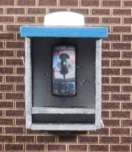 Telephone Booth w/Straight Sides 2-Pack -- Laser-Cut Matboard Kit - Each: 3/8 x 5/16 x 9/16′ 1 x .8 x 1, HO, GCLaser 19091