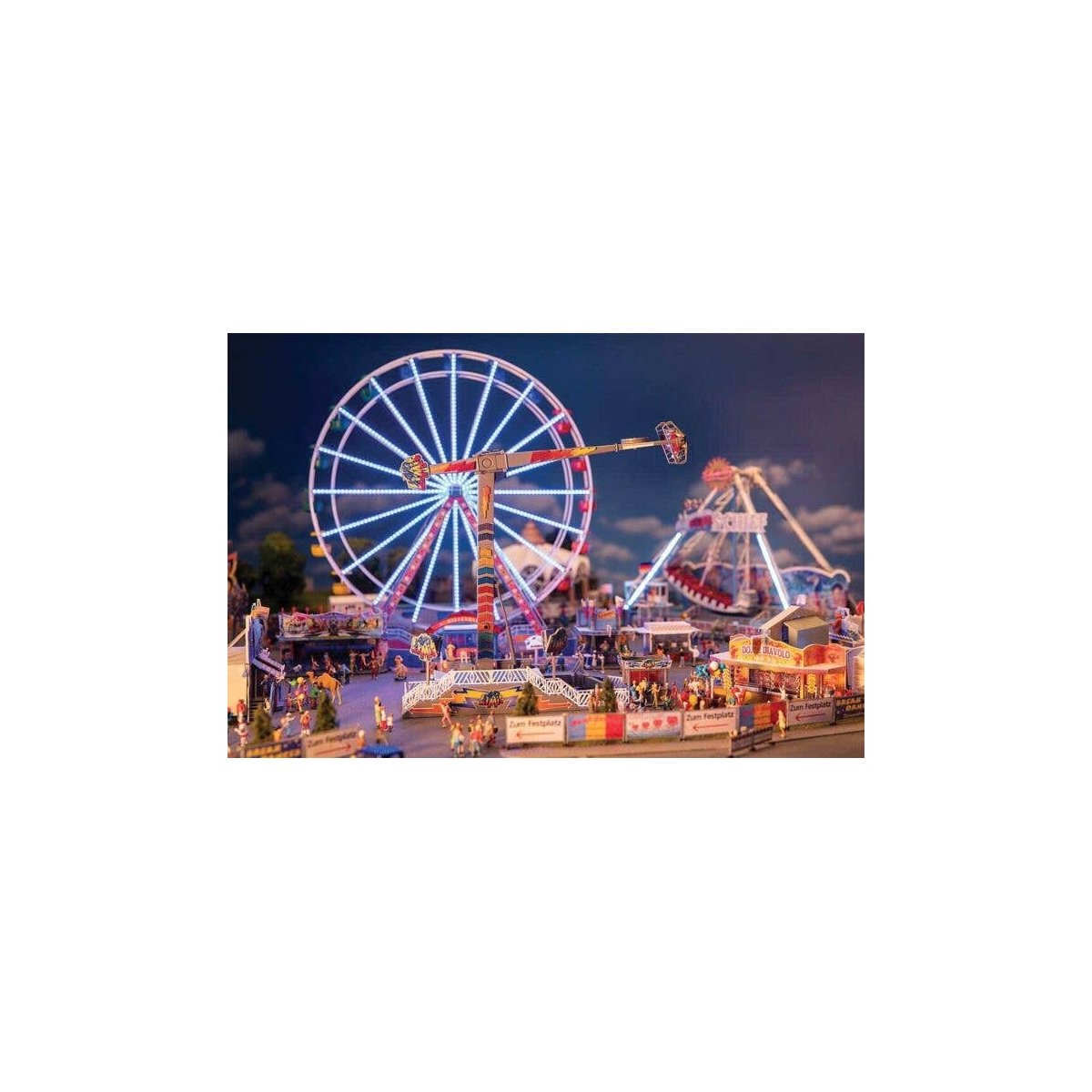 No Limit Motorized Carnival Ride -- Kit - 8-7/16 x 3-15/16 x 14-9/16′ 21.5 x 10 x 37cm, HO, Faller Gmbh 140450