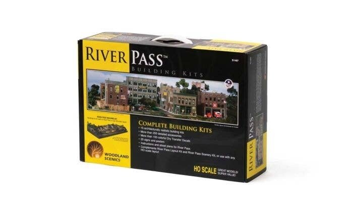 River Pass(TM) Building Kits -- Kit - 15 Buildings & Details, HO, Woodland Scenics 1487