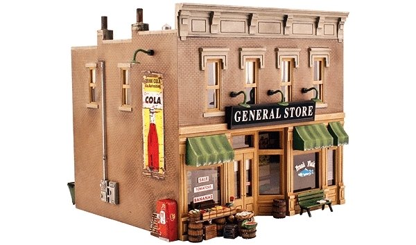 Lubener′s General Store - Built-&-Ready Landmark Structures(R) -- Assembled - 8-1/8 x 6-5/8 x 7-1, O, Woodland Scenics 5841