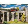 Straight Double-Track Stone Railroad Viaduct with Abutments and Extra Pier -- Kit - 18-5/8 x 6-5/8 , HO, Faller Gmbh 120465