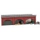Brick Arcades with Shops, Interiors and Track Bed -- Kit - 14-1/8 x 5-7/16 x 3-13/16′ 35.8 x 13.8 , HO, Faller Gmbh 120571