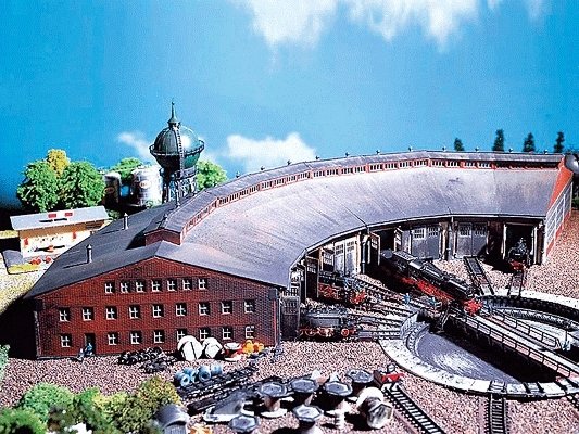 2-Stall Round House -- 8-11/16 x 8-1/4 x 3-15/16′ 22 x 21 x 10cm, N, Faller Gmbh 222118