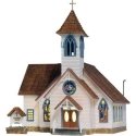 Community Church - Built & Ready Landmark Structures(R) -- Assembled - 5-1/4 x 6-13/16 x 7 3/8′ , HO, Woodland Scenics 5041
