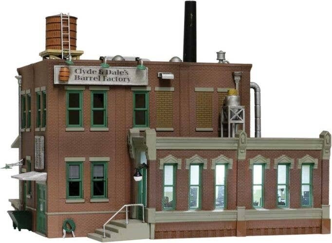 Clyde & Dale′s Barrel Factory - Built-&-Ready(R) Landmark Structures(R) -- Assembled - 3-9/16 x 3, N, Woodland Scenics 4924