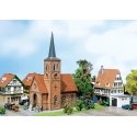 Small Town Church -- Painted & Weathered Era II 7-7/8 x 4-5/8 x 10-5/8′ 20 x 11.8 x 27cm, HO, Faller Gmbh 130239