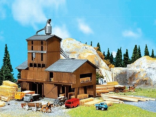 Sawmill - Weathered Model -- 6-13/16 x 5 x 6′ 17 x 10 x 15cm, N, Faller Gmbh 222181
