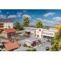 Industrial Estate Set -- Kit - Includes Car Dealership, Car Wash, Garage, Scrapyard w/Fence, HO, Faller Gmbh 190086