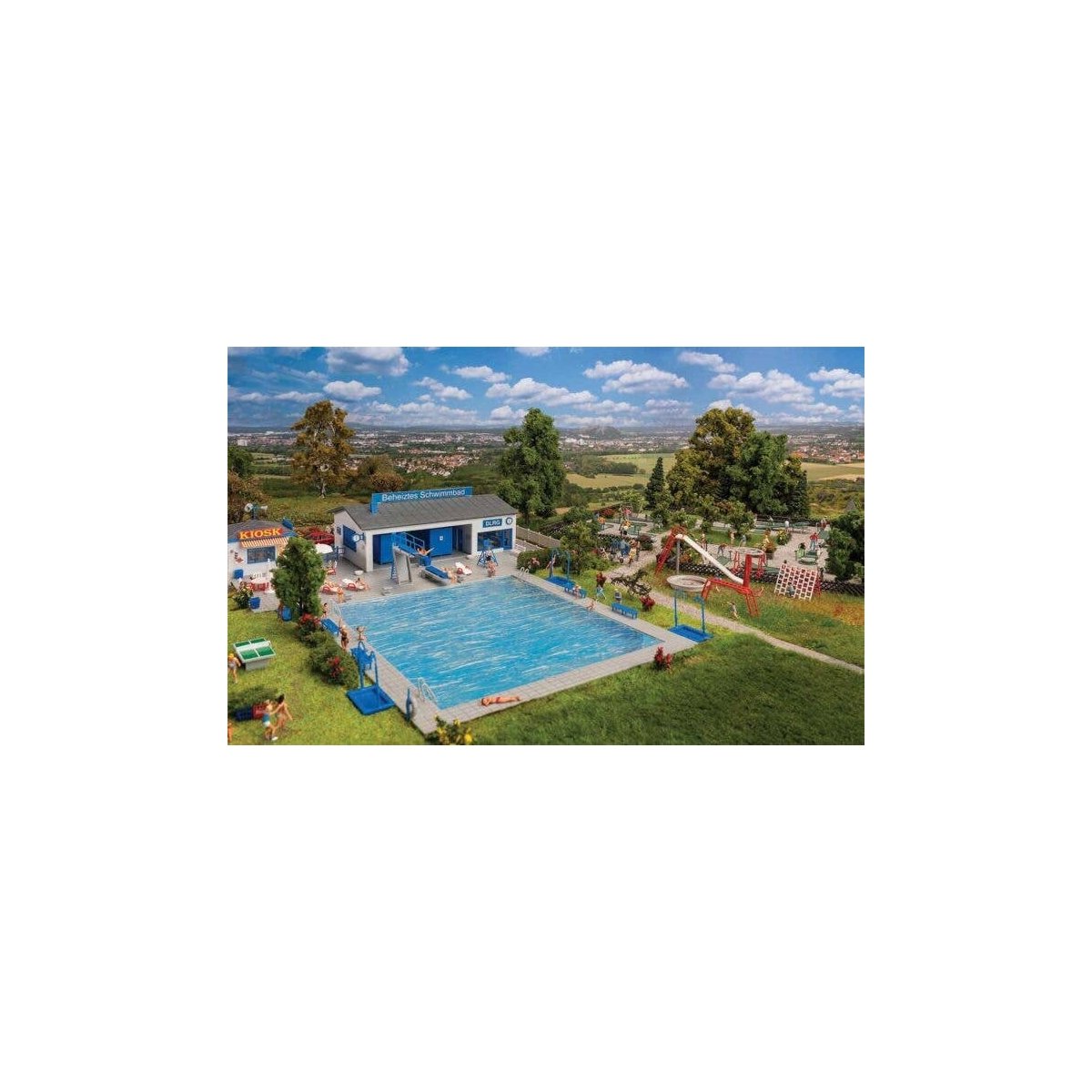 Action Set - Kit -- Leisure Swimming Pool, Pavilion & Playground, HO, Faller Gmbh 190136