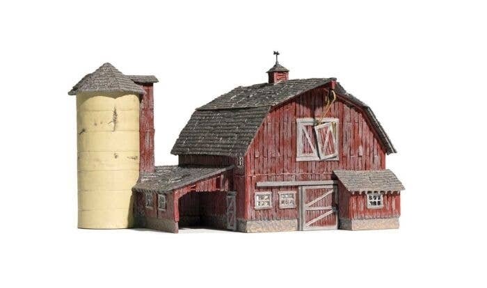 Old Weathered Barn - Built-&-Ready(R) Landmark Structures(R) -- Assembled - 3-3/16 x 4-1/4 x 2-11, N, Woodland Scenics 4932