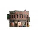 Corner Emporium - Built-&-Ready(R) Landmark Structures(R) -- Assembled - 2-5/16 x 1-1/2′ 5.86 x , N, Woodland Scenics 4923