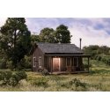 Rustic Cabin - Built-&-Ready(R) Landmark Structure(R) w/Exterior Light -- Assembled - 3-1/4 x 3 , HO, Woodland Scenics 5065