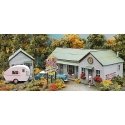 Collard`s Creek Motor Park - Laser-Cut Wood Kit -- Office & Motel: 6 x 2-1/4` 15.2 x 5.7cm Cabin: 9, HO, Bar Mills LLC 872