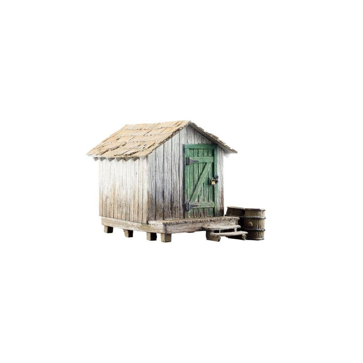 Wood Shack - Built-&-Ready(R) Landmark Structures(R) -- Assembled - 3-7/16 x 1-3/4 x 2-1/2′, O, Woodland Scenics 5858