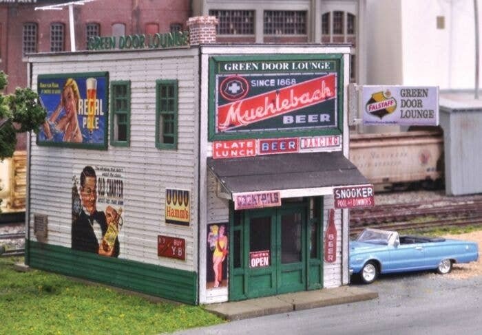 Green Door Lounge -- Laser-Cut Wood Kit - 2 x 5′ 5.1 x 12.7cm, HO, Blair Line 2008