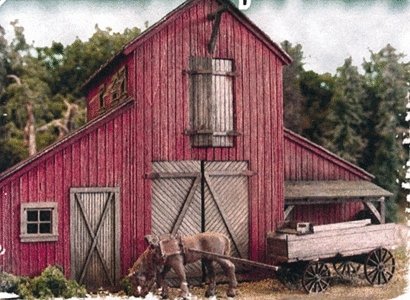 The Barn at Jackson Corners -- Kit - Includes Horse & Wagon, HO, Bar Mills LLC 502