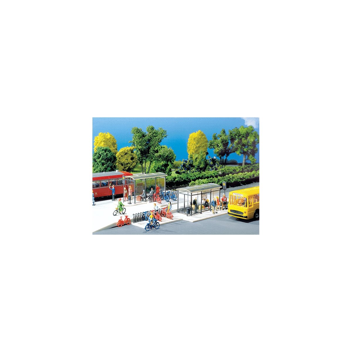 Modern Bus Stop Shelter w/Bicycle Racks, N, Faller Gmbh 272543
