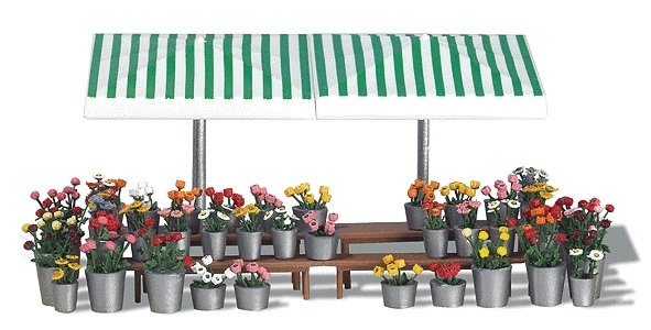 Flower Marketstand - Kit, HO, Busch Gmbh & Co Kg 1072