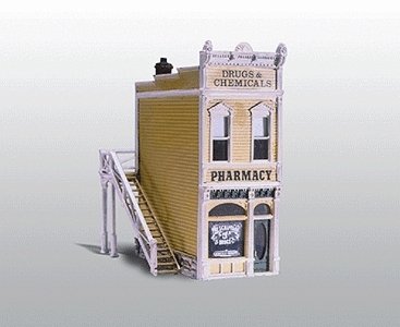 Scenic Details(R) -- Pharmacy - Kit (Unpainted Metal) 3-1/4 x 3-3/4′ 8.3 x 9.5cm, HO, Woodland Scenics 221