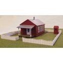 One-Room Schoolhouse - Kit -- Includes Fence & Outhouse - 2-3/4 x 4-1/2′ 7 x 11.4cm, HO, Tichy Train Group 7021