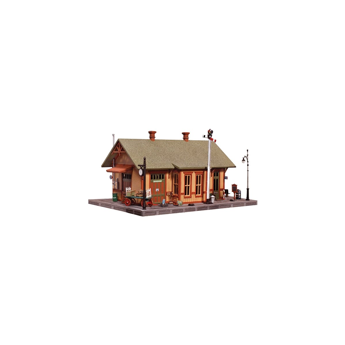 Woodland Station - Landmark Structures(R) -- Kit - 4-1/32 x 2-15/16′ 10.2 x 7.46cm, N, Woodland Scenics 5207