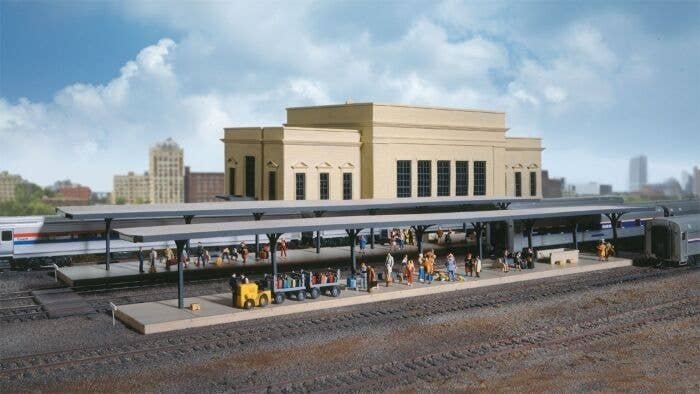 Butterfly Style Station Platform Shelter -- Kit - pkg(4) Each Section: 11 x 2-1/8 x 2-1/4′ , HO, Walthers Cornerstone 3175