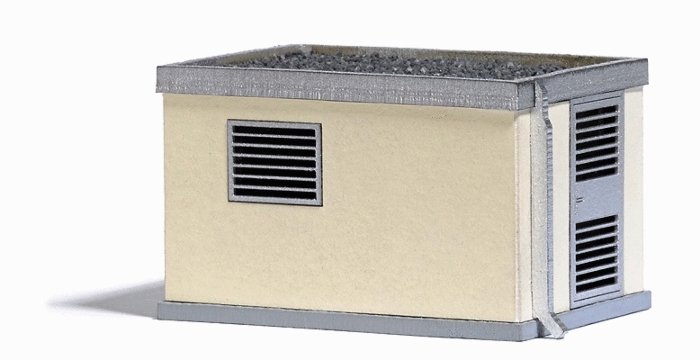 Modern Transformer Substation -- Kit - 1-7/8 x 1-5/16 x 1-1/8′ 4.8 x 3.3 x 2.9cm, HO, Busch Gmbh & Co Kg 1570