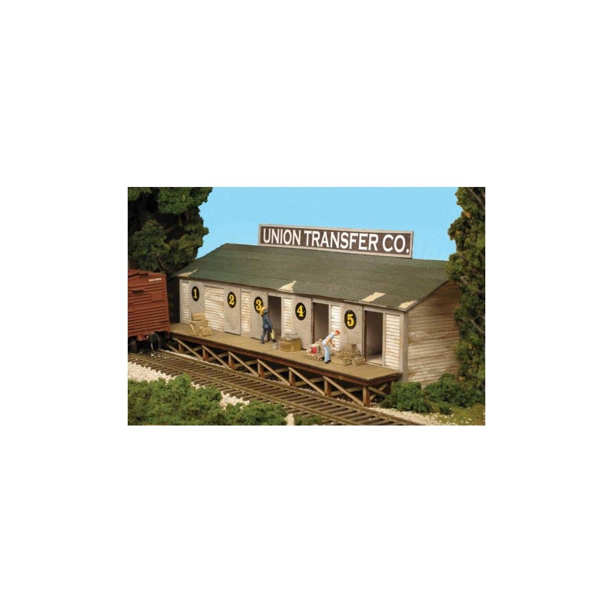 Union Transfer Co. - One-Sided Background Model -- Laser-Cut Wood Kit - 8-1/4 x 1-1/2 x 2-1/2′ 21 , HO, Monroe Models 2221