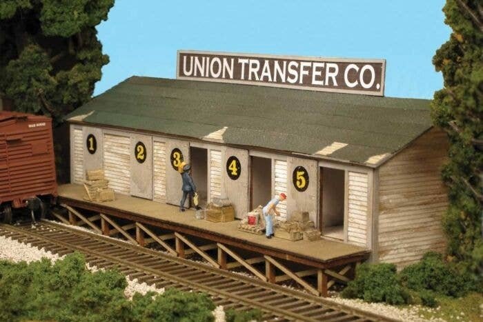 Union Transfer Co. - One-Sided Background Model -- Laser-Cut Wood Kit - 8-1/4 x 1-1/2 x 2-1/2′ 21 , HO, Monroe Models 2221