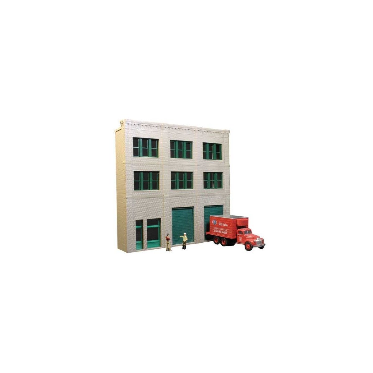 3-Story Wall w/2 Overhead Doors and Office Entry - Keyrail Modular -- Background Building Kit In, HO, Lunde Studios QBHOMP2