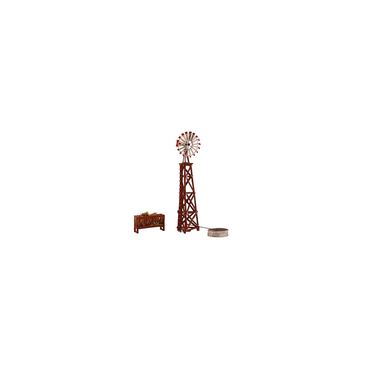 Windmill - Built & Ready Landmark Structures(R) -- Assembled - 3-5/8 x 1-3/4′ 9.2 x 4.44 cm, HO, Woodland Scenics 5043