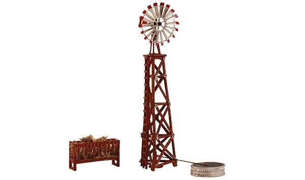 Windmill - Built & Ready Landmark Structures(R) -- Assembled - 3-5/8 x 1-3/4′ 9.2 x 4.44 cm, HO, Woodland Scenics 5043