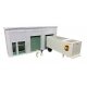 Single-Story Wall w/2 Overhead Doors and Office Entry - Keyrail -- Background Building Kit - 6-1/2, HO, Lunde Studios QBHO1