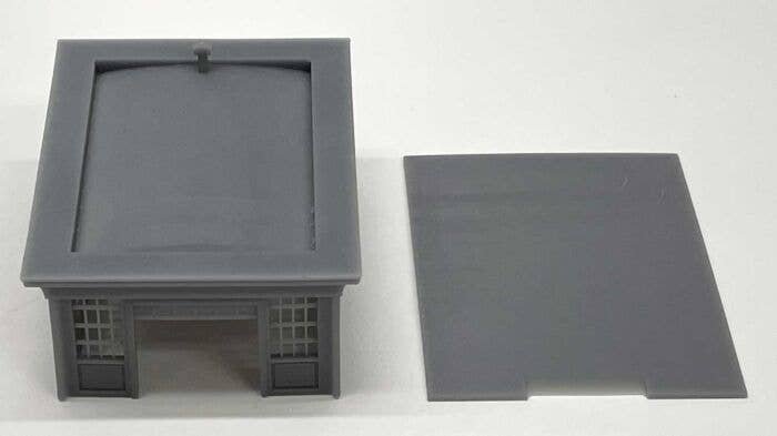 Single Door Garage with Floor and Glass -- Kit - Open Door, N, Phoenix Precision Models 30806