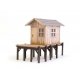 Laser-Cut Wood Kit -- Fisherman`s Shanty - 3-9/64 x 1-1/2 x 2-1/8` 8 x 3.7 x 5.4cm, HO, Walthers SceneMaster 4110