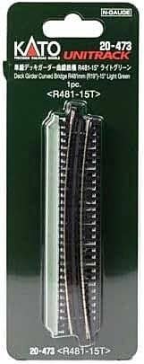 Curved Deck Girder Bridge - Unitrack -- Light Green 19′ Radius R481 15-Degrees, N, Kato USA Inc 20473