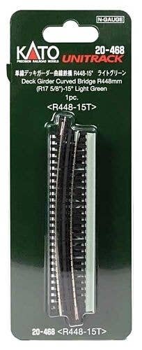 Curved Deck Girder Bridge - Unitrack -- Light Green 17.6′ Radius R448 15-Degree, N, Kato USA Inc 20468