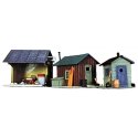 Trackside Shanties -- Kit - 3 Different Shacks, HO, Life-Like Products 1348