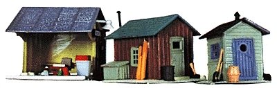 Trackside Shanties -- Kit - 3 Different Shacks, HO, Life-Like Products 1348