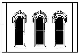 Modular Walls -- Arched Window Walls pkg(2), O, Design Preservation Models 90102