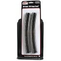 Code 100 Curved Snap-Track(R) Nickel-Silver Rail -- 24′ Radius (Black Ties) pkg(6), HO, Atlas Model Railroad Co. 837