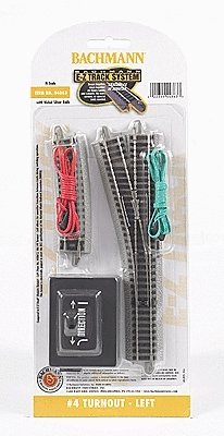 4 Turnout w/Nickel Silver Rail & Gray Roadbed - E-Z Track(R) -- Left Hand, N, Bachmann Industries 44863